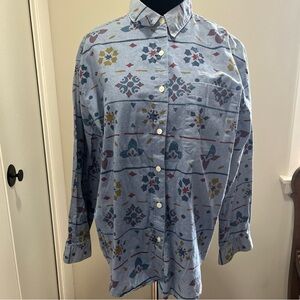 Vintage Lee All Over Print Women’s Button Up Shirt Size Large 100% Cotton